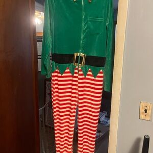 Festive Green and Red Elf Costume